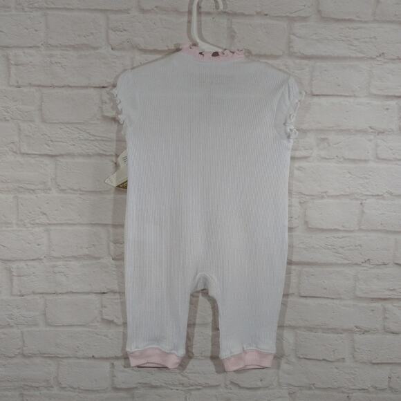 L Mother and Child by Janel Russell Vintage White Pink Sleeper Jumpsuit NWT 6M - Picture 4 of 9
